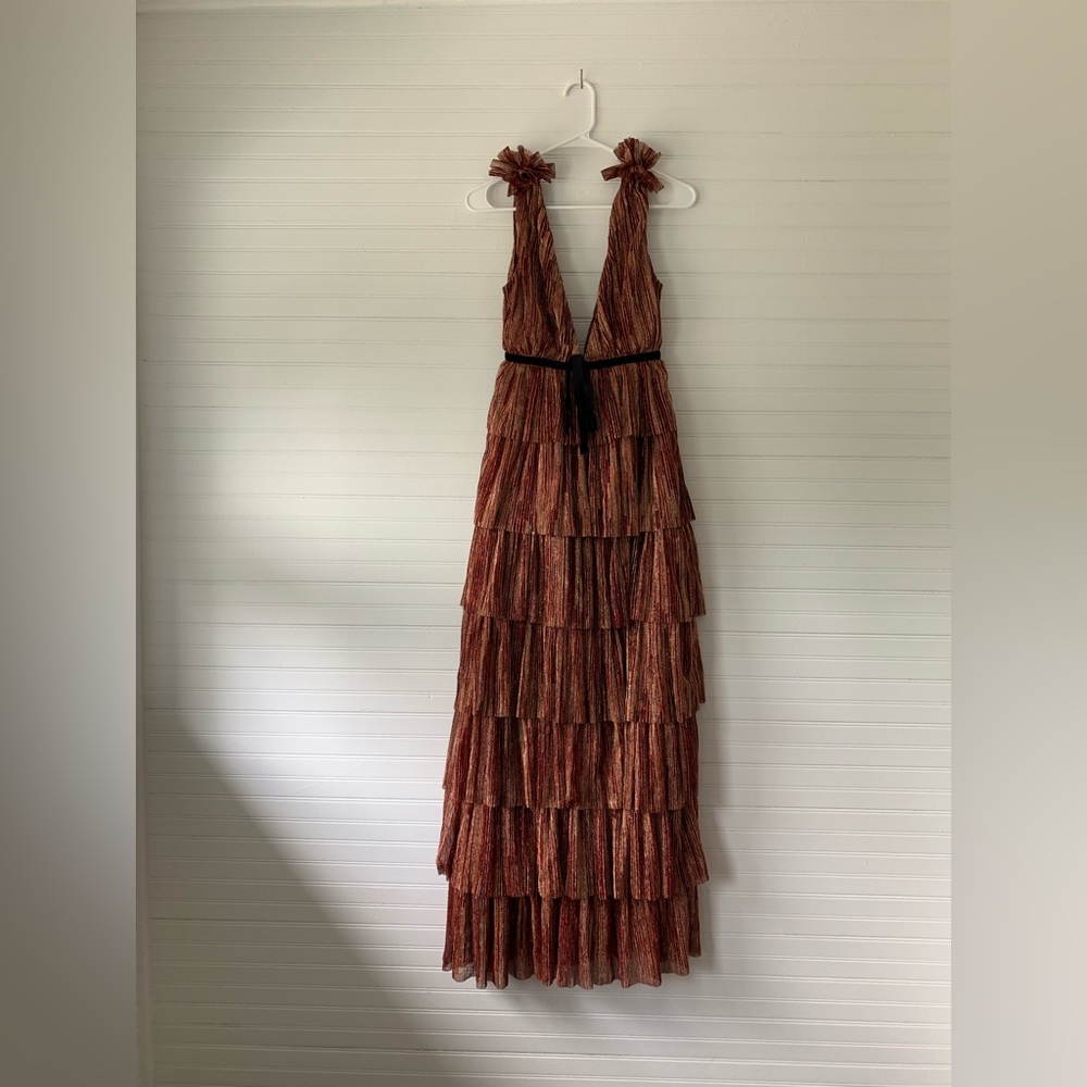 Tiered maxi wedding guest dress